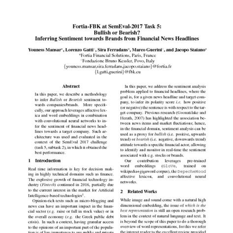 Fortia-FBK at SemEval-2017 Task 5: Bullish or Bearish? Inferring Sentiment towards Brands from ...