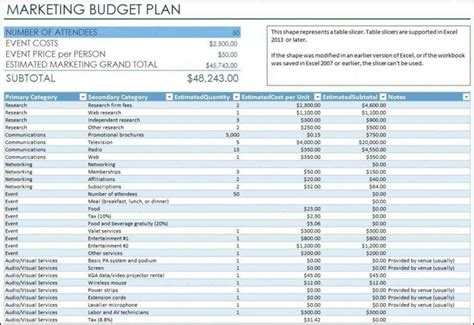 Sample Marketing Budget Spreadsheet — excelxo.com