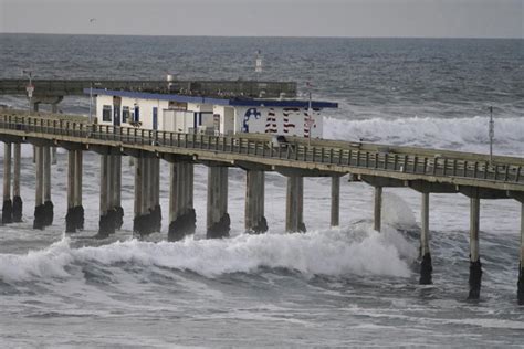 High surf batters Ocean Beach Pier