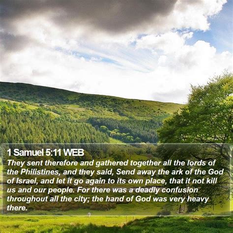 1 Samuel 5:11 WEB - They sent therefore and gathered together all the