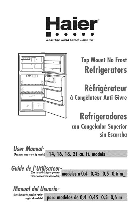 Haier HTQ18JAAWW Refrigerator Owner's Manual | Manualzz