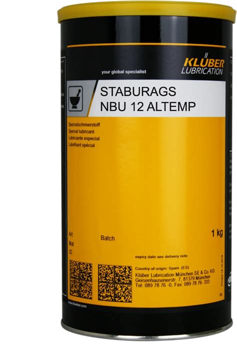 Klüber STABURAGS NBU 12 ALTEMP lubricating grease for bearings 1kg ...