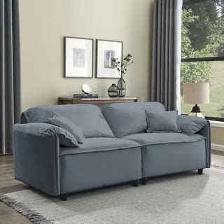 Blue Plush Velvet Sofa Set with Pillows - Bed Bath & Beyond - 39089235