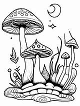 Psychedelic Mushroom Coloring Page · Creative Fabrica sketch template
