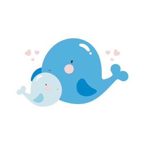 Cute Whale with baby. Cartoon style. Vector illustration. For kids ...