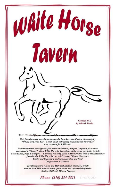 Menu of White Horse Tavern in Flint, MI 48503