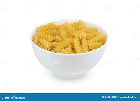 Pasta in White Bowl Isolated on White Background Stock Image - Image of ...