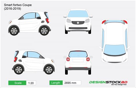 Smart fortwo coupe (2016-2019) | Car Template | Blueprint | Outline Download – DesignStockBD.com