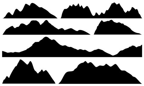 mountain ridge, mountain range black silhouette 7075869 Vector Art at ...