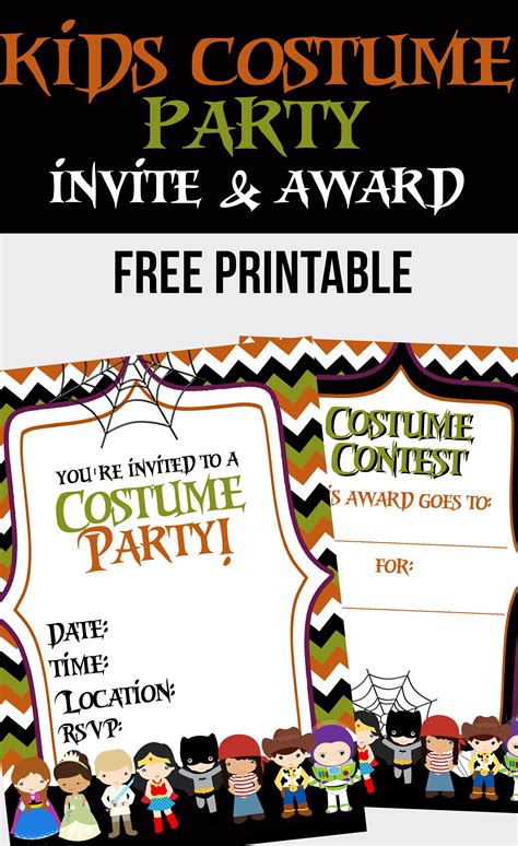 Kids Costume Party Invitation and Costume Award free printables in 2019 | Halloween costume ...