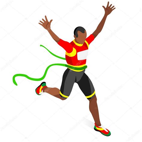 Running Winner Athletics Summer Games Icon Set.Winning Concept.3D Isometric Win Runner Athlete ...