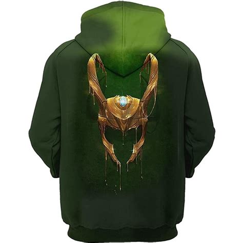 LoKi Hoodie Mens 3D Printed Green Pullover Sweatshirt Cosplay Costume ...