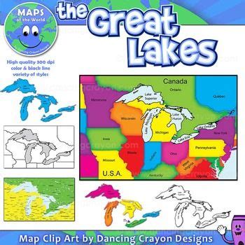 Great Lakes: Clip Art Maps of the Great Lakes in 2023 | Great lakes map, Map art, Great lakes