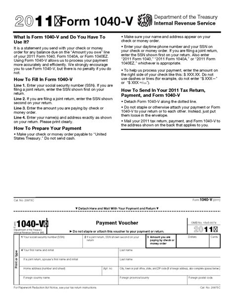 Form 1040 V Payment Voucher | 2021 Tax Forms 1040 Printable