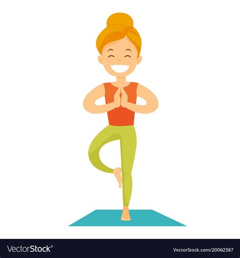 Caucasian white woman practicing yoga tree pose Vector Image