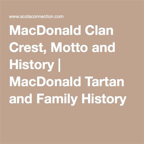 MacDonald Clan Crest, Motto and History | MacDonald Tartan and Family History | Macdonald tartan ...