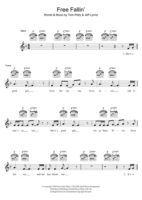 Free Fallin' by Tom Petty Sheet Music for Lead Sheet / Fake Book at Sheet Music Direct