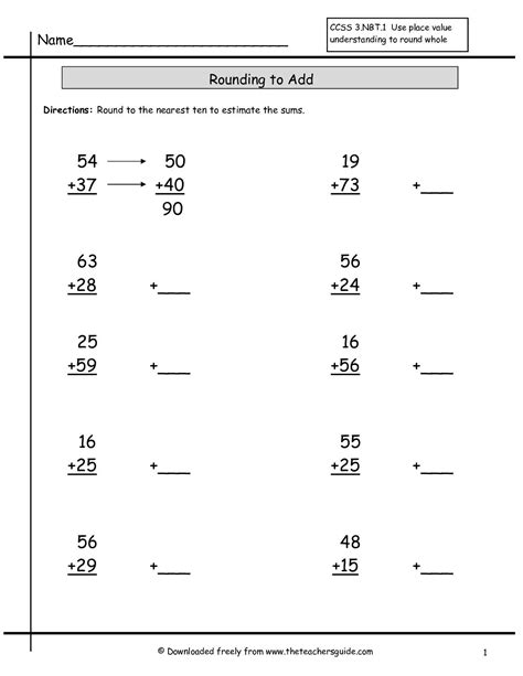 Rounding Whole Numbers Worksheets from The Teacher's Guide | Rounding ...