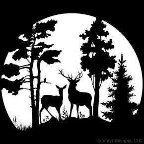 Silhouette art, Buck and doe, Deer silhouette