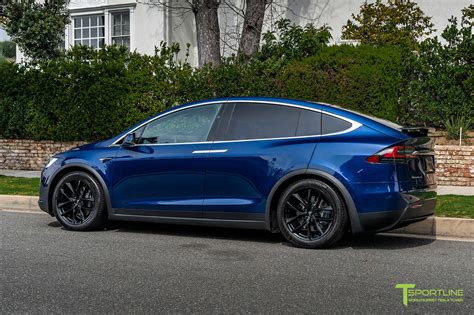 Deep Blue Metallic Tesla Model X with 20" TSS Flow Forged Wheels in Gl - T Sportline - Tesla ...