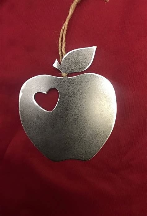 Apple Metal Christmas Ornament, Christmas Decor, Rustic Christmas, Teacher gifts, Teacher ...