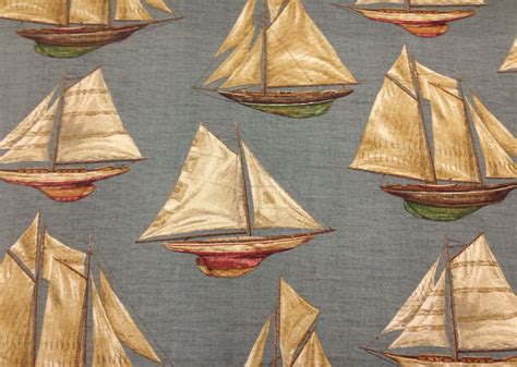 Sail Boats Upholstery Fabric Nautical Decor Sailboat