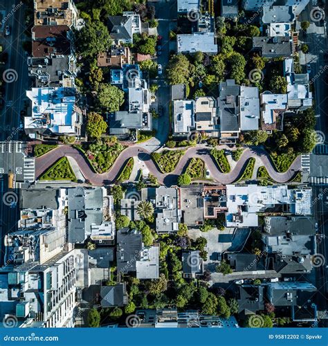 Aerial View of the Lombard Street in San Francisco Stock Photo - Image of architecture ...