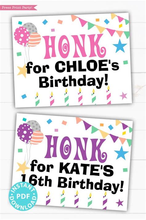 Birthday Yard Sign Printable and Editable - Honk - Press Print Party!