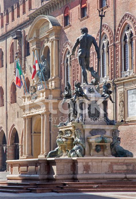 Bologna Neptune Fountain on Piazza Maggiore Square Stock Photos ...