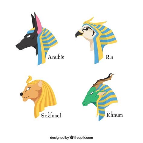 Set of egypt gods and symbols Vector | Free Download | Egypt concept ...