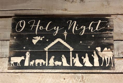 O Holy Night rustic wood nativity scene | Etsy