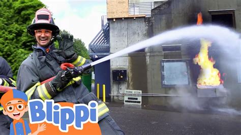 Blippi Explores Fire Truck Station for Children | Educational Videos ...