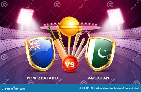 Cricket Match between New Zealand Vs Pakistan. Stock Illustration - Illustration of poster ...