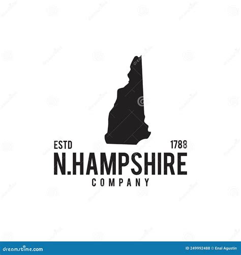 New Hampshire State Map Outline Logo Design Stock Vector - Illustration ...