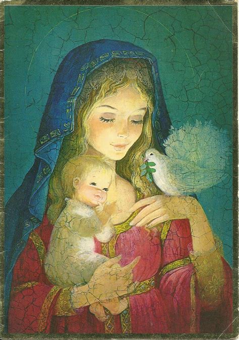 Vintage Christmas Card - Madonna and Child Religious Images, Religious Icons, Religious Art ...