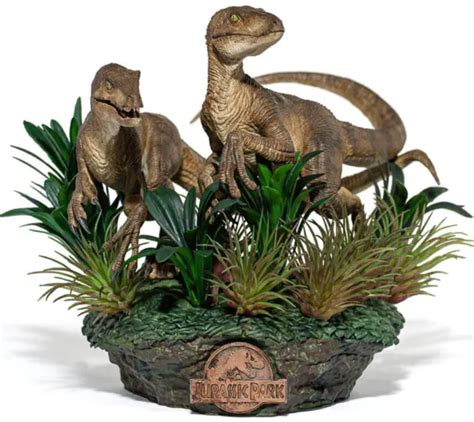 JURASSIC PARK VELOCIRAPTOR Just The Two Raptors Deluxe Statue 1/10 Iron ...