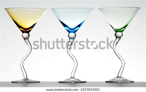 Set Three Colored Martini Glasses Curved Stock Photo 2107819001 ...