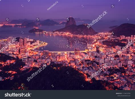 Rio De Janeiro Skyline Panorama Sunset Stock Photo 1119415793 ...