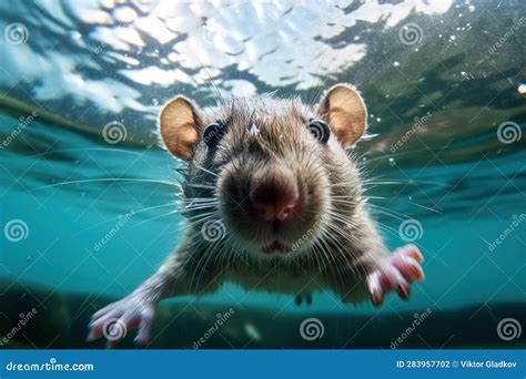 Cute Rat Swimming Underwater. Generative Ai Stock Illustration ...