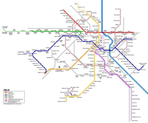 Delhi Metro Full Route Map with Station Names - Railways FAQ - Railway Enquiry