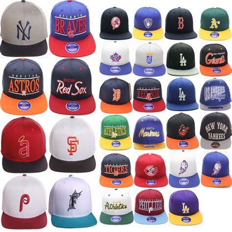 MLB Authentic Multiple Teams Logo Script Twill Style Flat Bill Snapback Hat Cap | Snapback hats ...