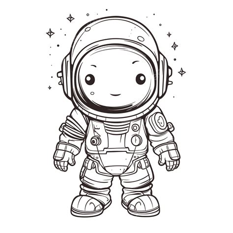 Baby Astronaut Coloring Page With White Background And Stars Outline Sketch Drawing Vector ...