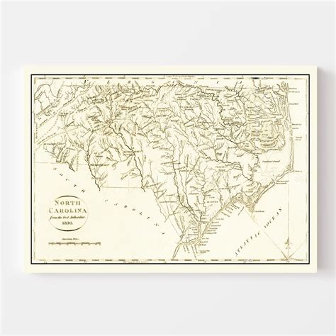 Vintage Map of North Carolina 1800 by Ted's Vintage Art