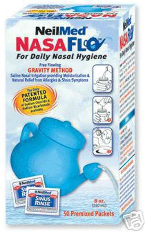 Nasal Sinus Rinse NasaFlo Neti Pot 50 sachets salins, neti pot ...