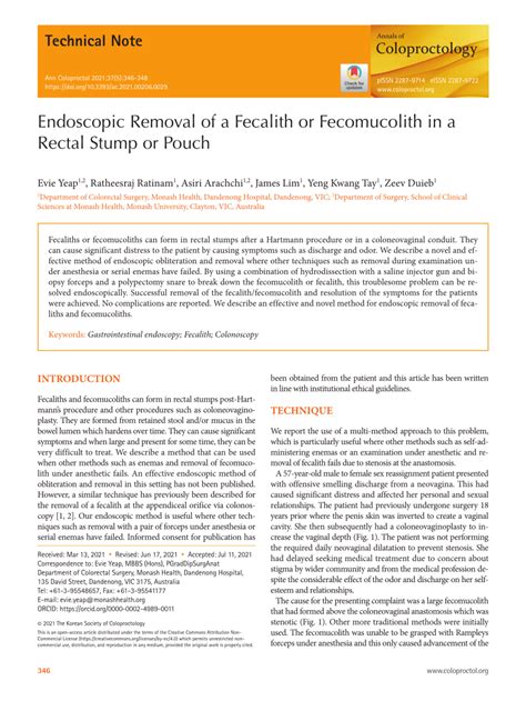 (PDF) Endoscopic Removal of a Fecalith or Fecomucolith in a Rectal Stump or Pouch