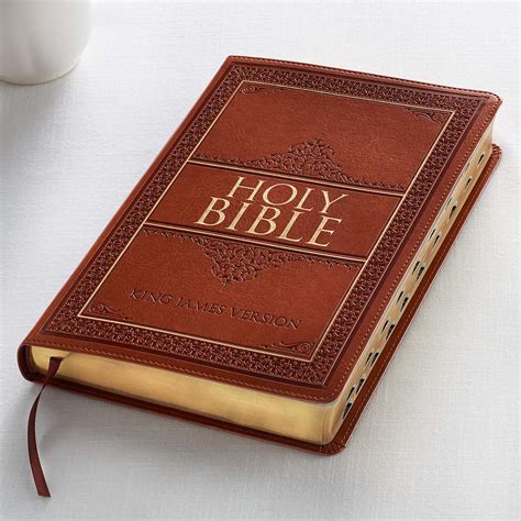 Holy Bible: KJV Large Print Thumb Index Edition: Tan (Imitation Leather ...