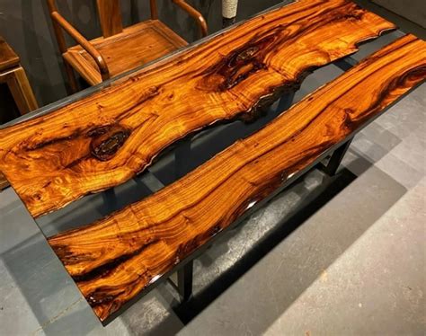 Luxury Live Edge Dining Table Epoxy Epoxy Coffee Table Resin Dining Table Top Clear River Wooden ...