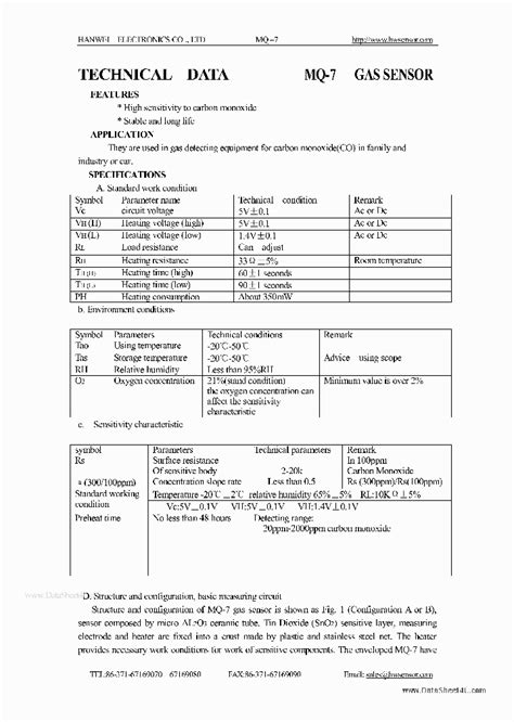 Trivial Traer Especial mq7 sensor datasheet caja registradora Marco Polo reunirse