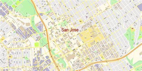 San Jose California Map Vector Exact City Plan extra detailed Street ...