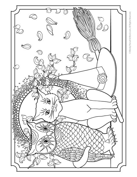 Owl, Pussycat and Witches Hat Adult Coloring Page to Print | Woo! Jr. Kids Activities : Children ...